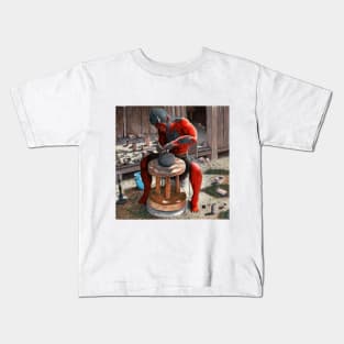 Ogre Using Pottery Wheel Fantasyart Kids T-Shirt